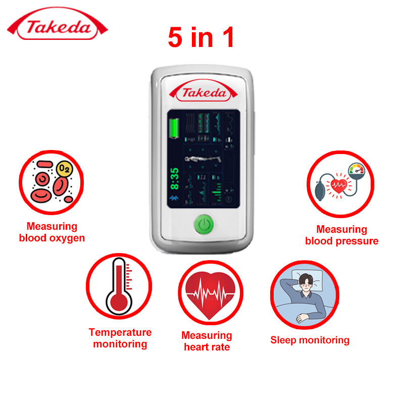 5 en 1 (medición de oxígeno en sangre no invasiva + frecuencia cardíaca + presión arterial + monitorización del sueño + monitorización de la temperatura corporal)